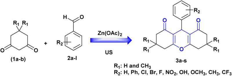 Zinc Acetate (Zn(OAc)₂) Used for the Ultrasound-Assisted Synthesis of Xanthene Derivatives via a One-Pot Reaction